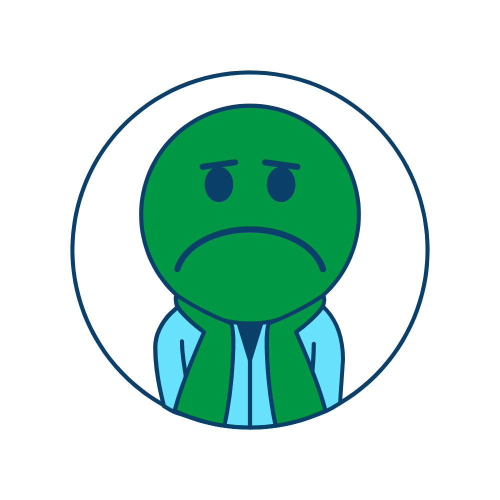 Sad green face illustration symbolizing suppressed emotions and childhood trauma linked to long-term health risks